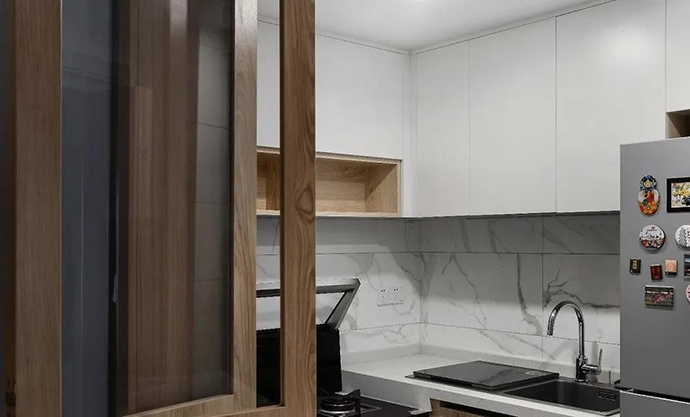 成都装饰公司大晶装饰107平现代三居室餐厨装修效果图案例 自然舒适 墙面简洁敞亮