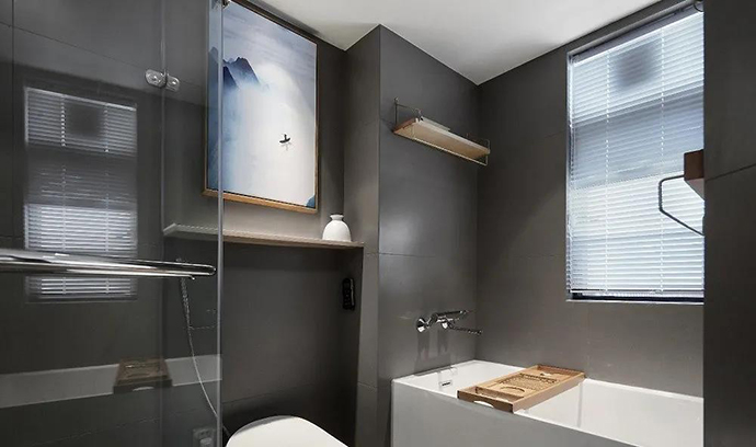 成都装饰公司大晶装饰107平现代三居室卫生间装修效果图案例 自然舒适 墙面简洁敞亮