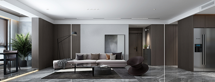 成都大晶装饰公司现代极简风格装修客厅效果图 精致而温馨