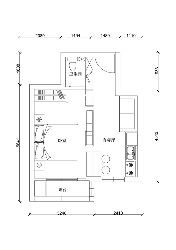 成都大晶装饰公司|38㎡现代都市青年公寓户型图 极简清新舒适