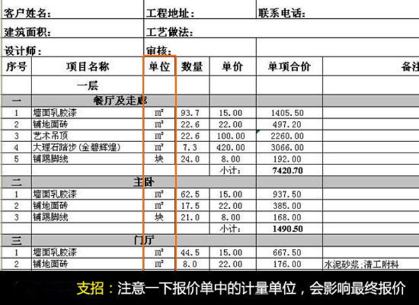 不知装修报价单应有的内容 就容易掉入报价陷阱3