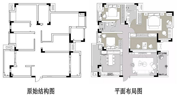 成都大晶装饰125㎡现代风三室两厅户型图