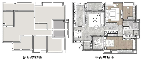 三居室改为两居室 将美式与轻奢结合 典雅而精致