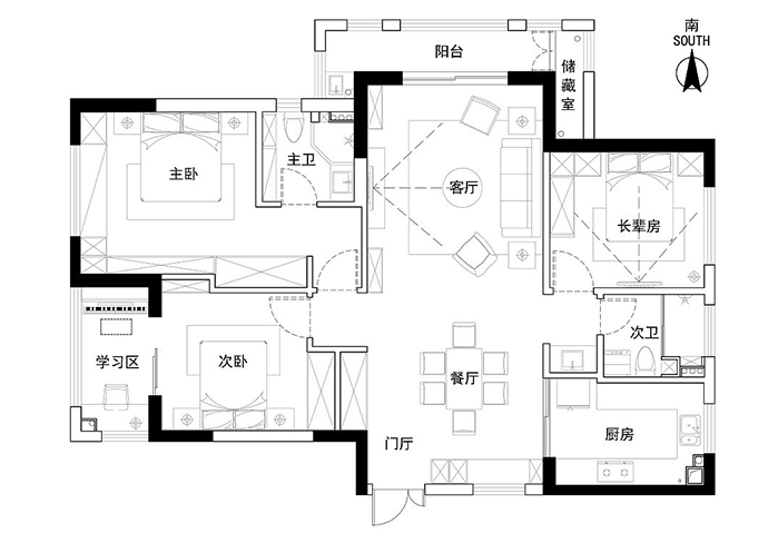 成都装饰公司大晶装饰现代三居室装修效果图 线条流畅 简洁利落5