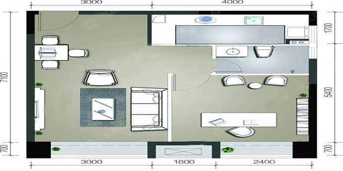 成都大晶装饰公司华润时光里loft公寓C1户型图